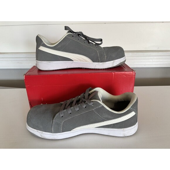 Puma Iconic Suede Women’s Work Size 9.5 Gray Composite Toe Safety Shoes Sneakers - Picture 2 of 11